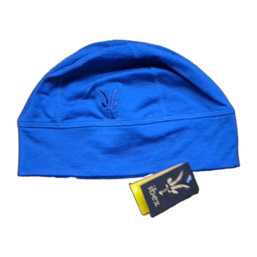 NOS Ibex Indie Skimmer Hat 100% Merino Wool Beanie Skull Cap Blue Canada Rare